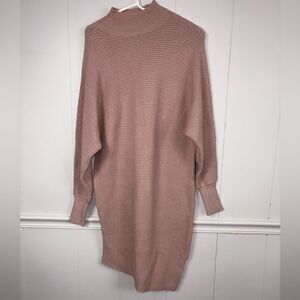 NWT Express Pink Ribbed Sweater Dress Small Cozy Fall Stretch Winter Warm Casual